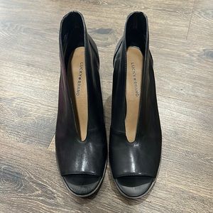 Black open toe heels